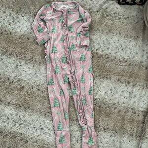 Bamboo Ruffle  Pink and Green Convertible Romper